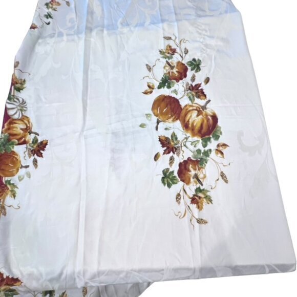 Fall Tablecloth Pumpkin‎ Leaves Border Thanksgiving 59 x 84 Rectangle Autumn - Picture 6 of 8